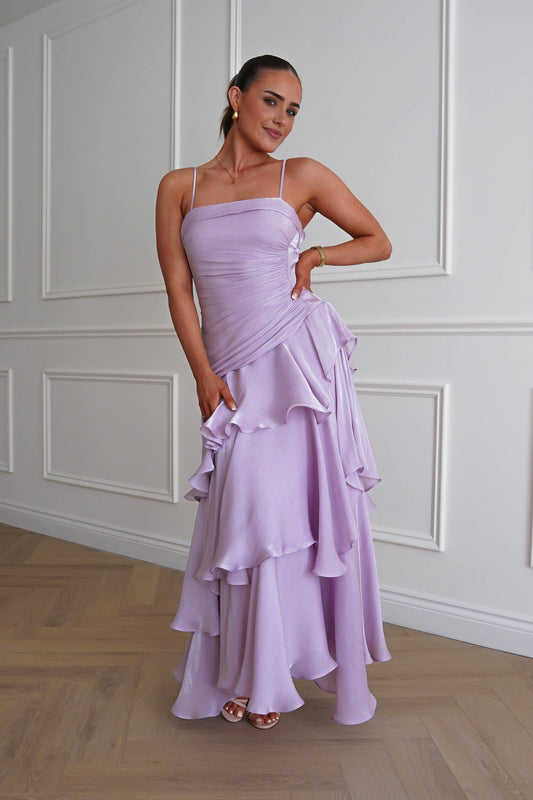 Renee Luminescent Ruffle Maxi Dress | Lilac
