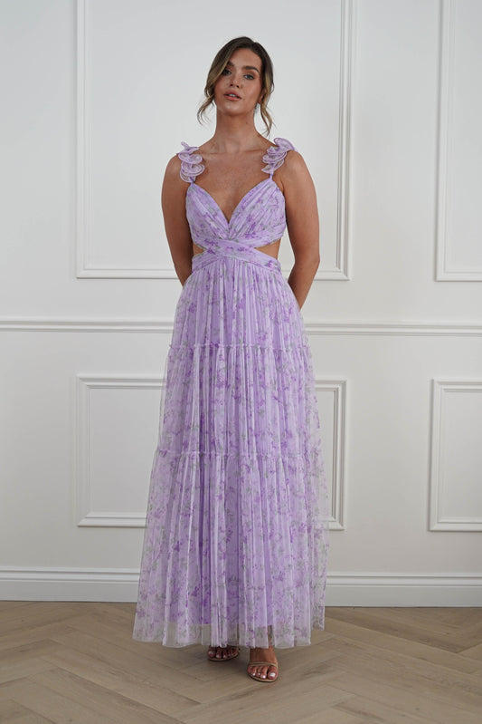 Bethel Floral Tulle Maxi Dress | Lavender