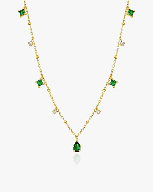 Dainty Emerald Necklace Sterling Silver