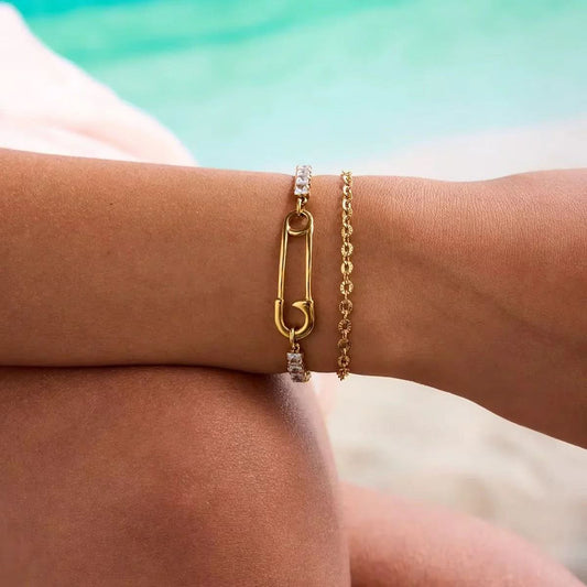 Double Safety Pin Bracelet