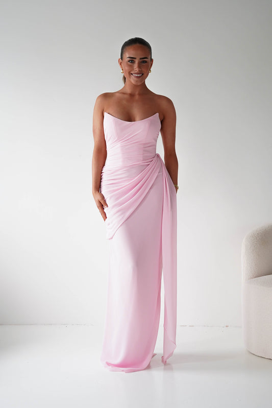 Finn Strapless Draped Maxi Dress | Pink