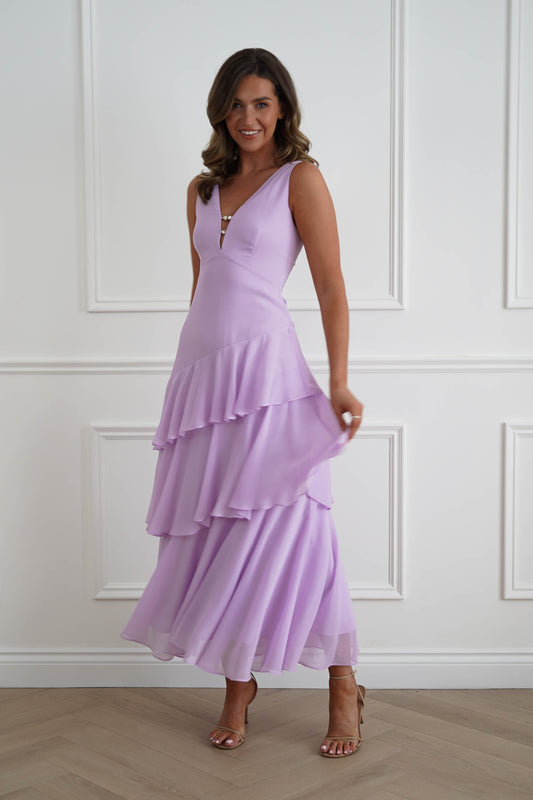 Karey Tiered Maxi Dress | Lilac