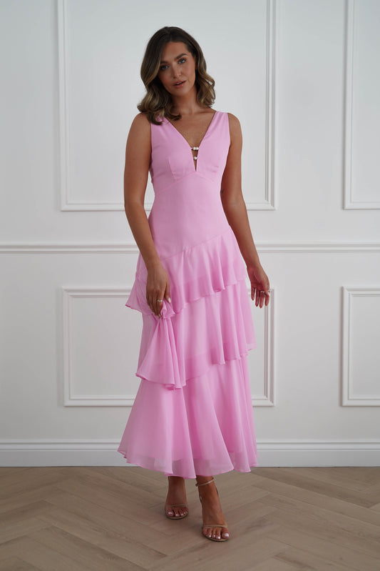 Karey Tiered Maxi Dress | Pink