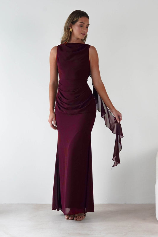 Montana Chiffon Maxi Dress | Berry Wine