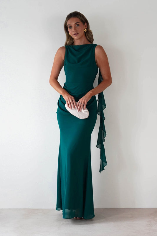 Montana Chiffon Maxi Dress | Emerald Green