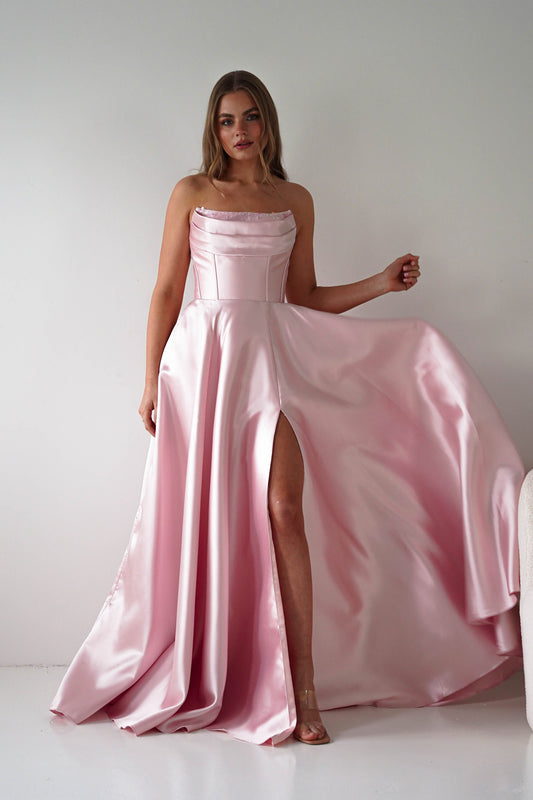 Pepper Strapless A-Line Maxi Gown | Pink